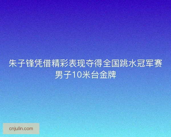 朱子锋凭借精彩表现夺得全国跳水冠军赛男子10米台金牌