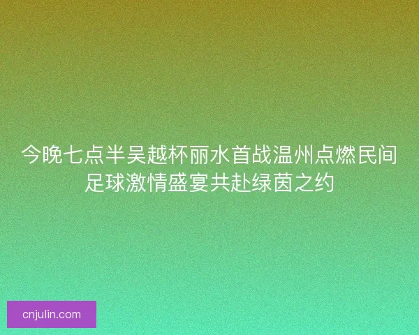 今晚七点半吴越杯丽水首战温州点燃民间足球激情盛宴共赴绿茵之约