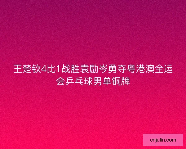 王楚钦4比1战胜袁励岑勇夺粤港澳全运会乒乓球男单铜牌