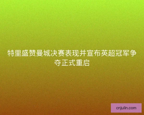 特里盛赞曼城决赛表现并宣布英超冠军争夺正式重启